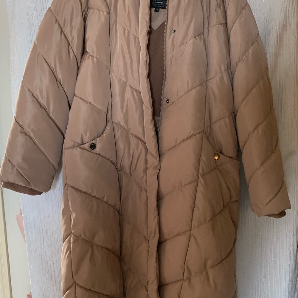 Steve Madden Brown Quilted Maxi Puffer Jacket